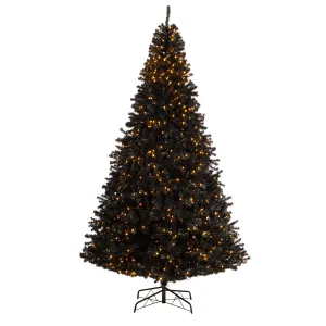 10’ Black Artificial Christmas Tree with 950 Clear LED Lights and 3056 Tips