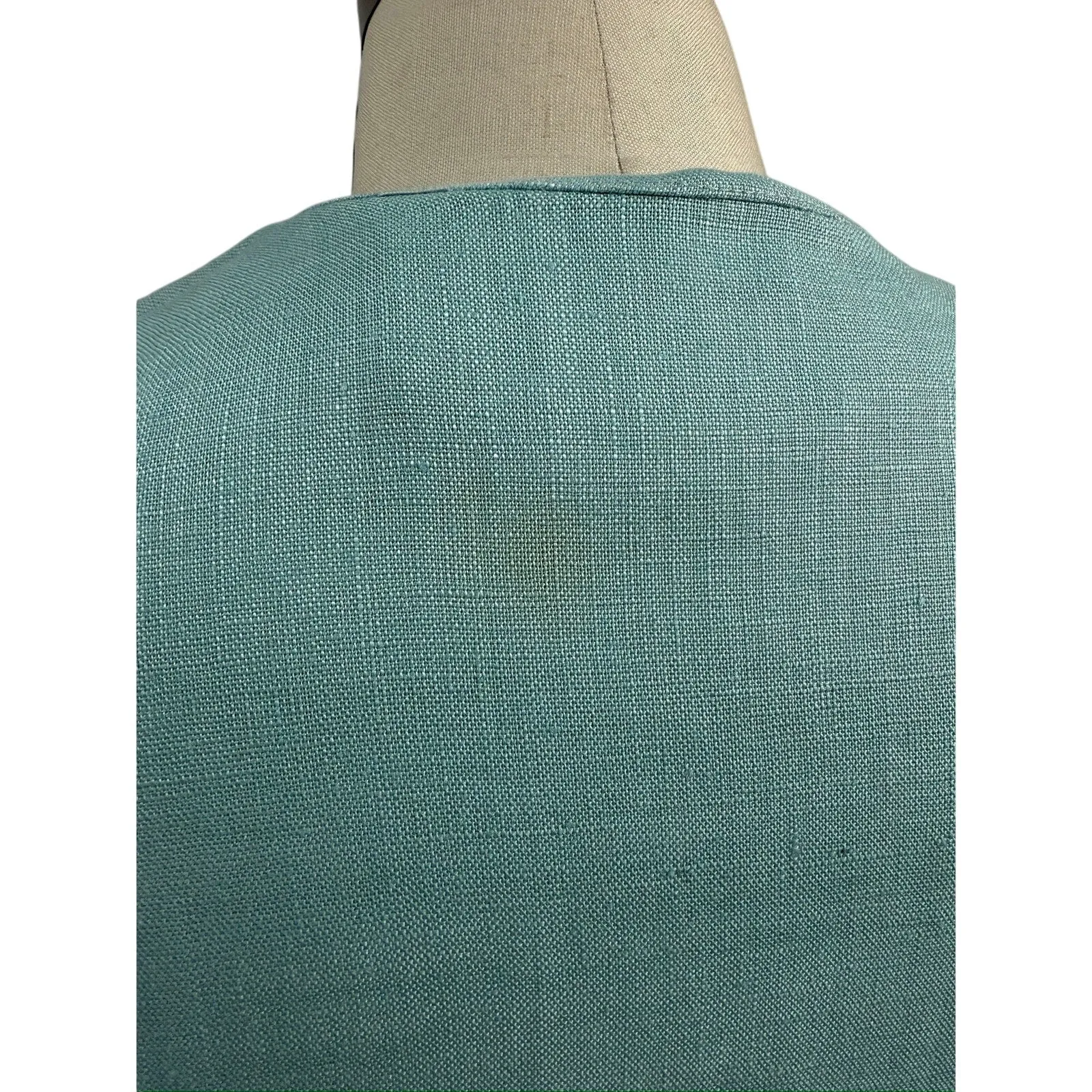 1940s 1950s VTG Bob Low Sz S 6 Aqua Blue Sleeveless Linen Day Dress Lace Collar