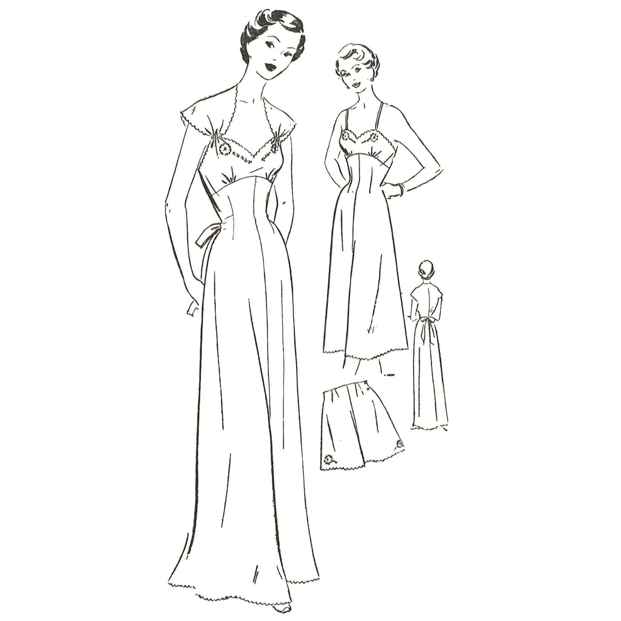 1950s Sewing Pattern, 'Pattie' Nightgown, Night Dress & Lingerie Set  - Bust 36" (91.4cm)