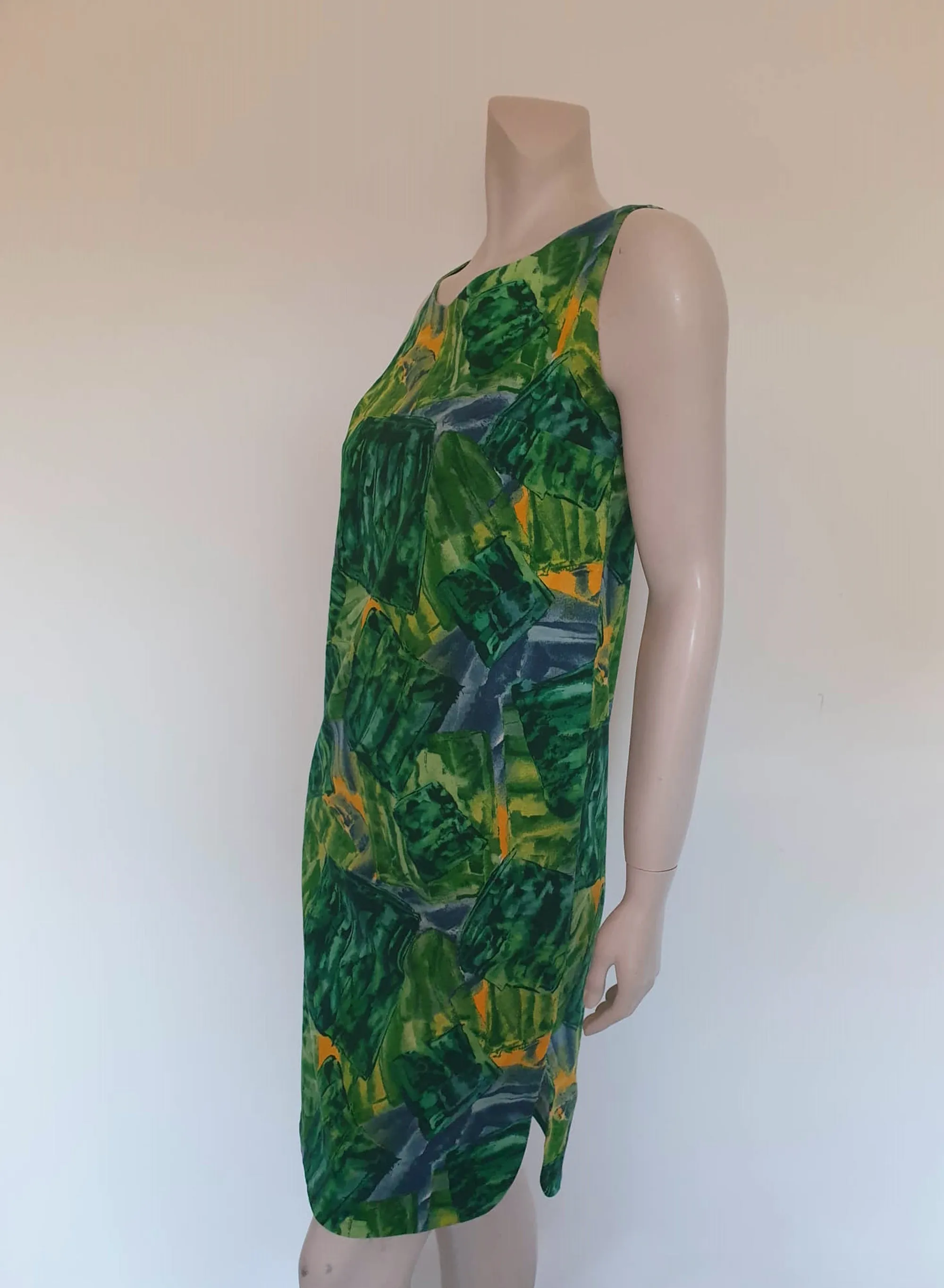 1960s Green Barkcloth Shift - M