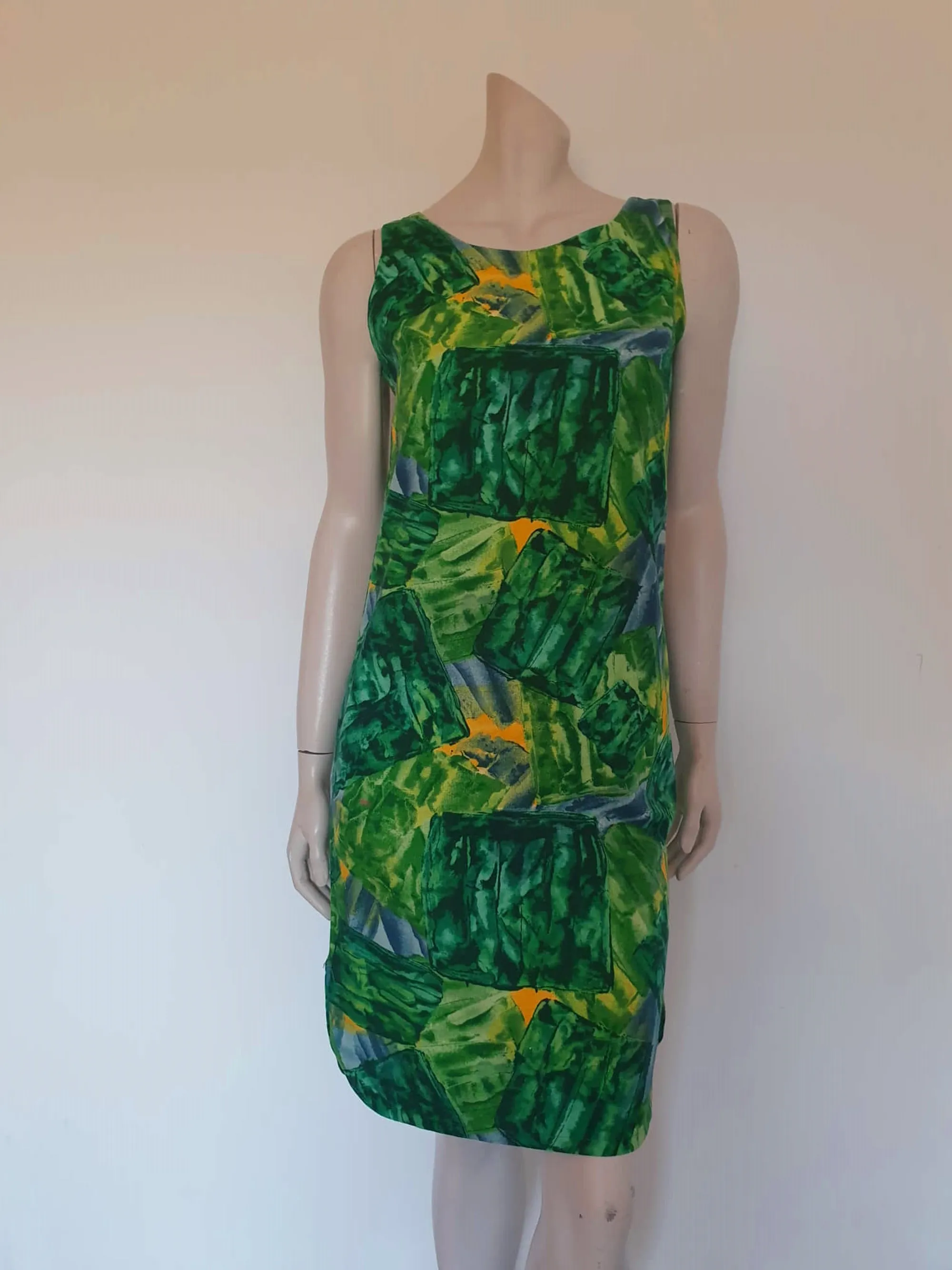 1960s Green Barkcloth Shift - M