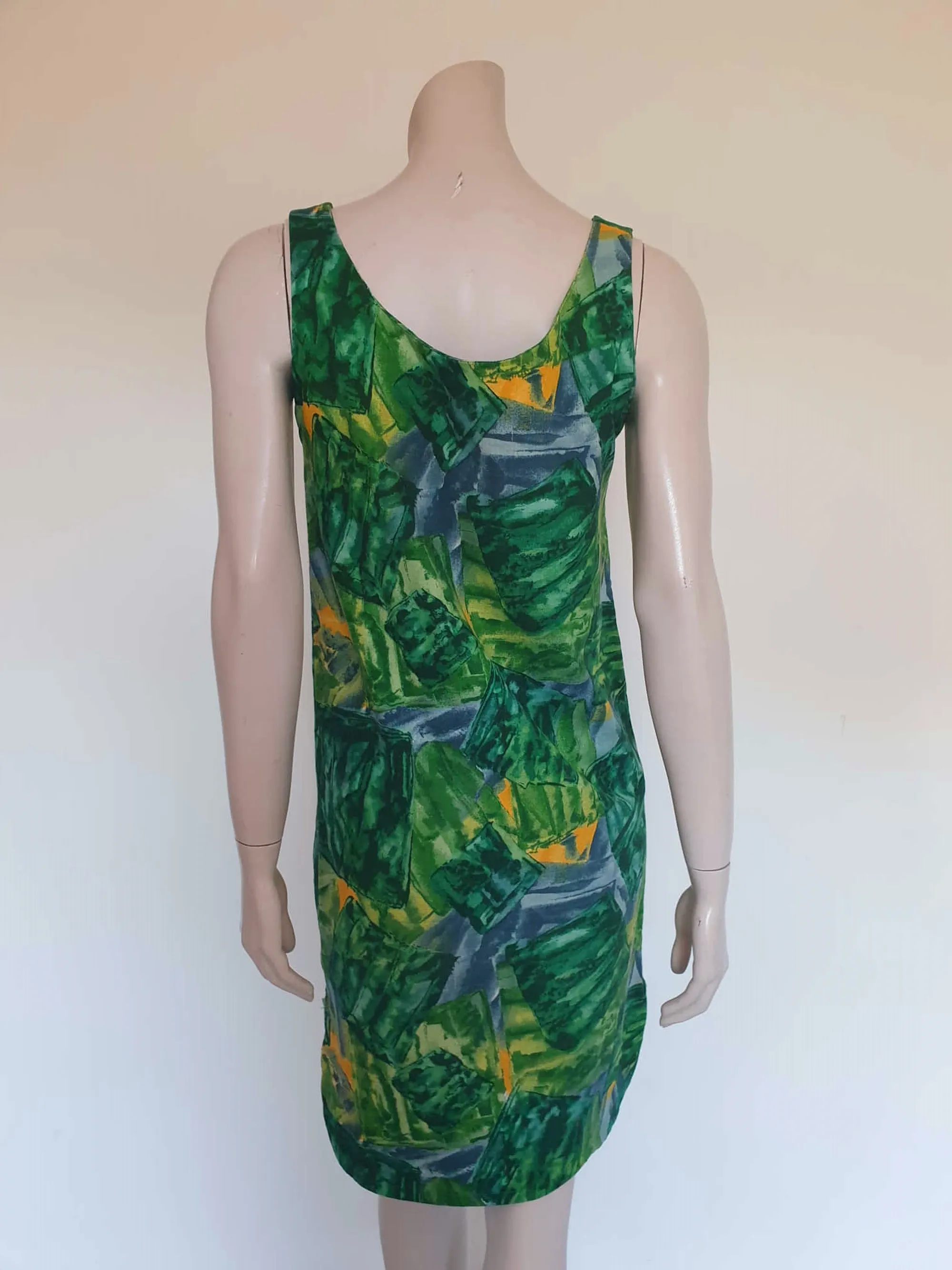 1960s Green Barkcloth Shift - M