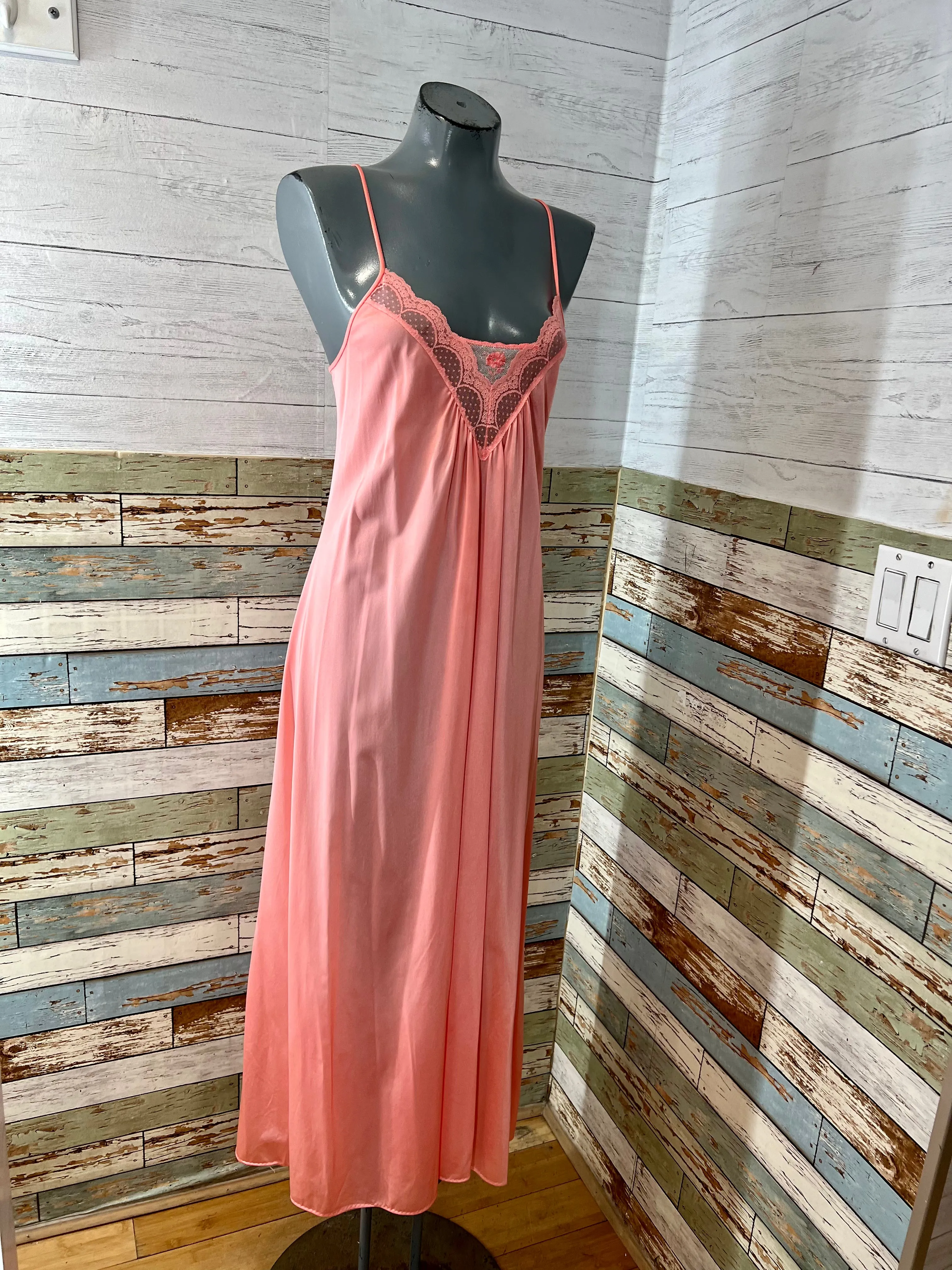 70’s Peach Long Slip Dress By Deena