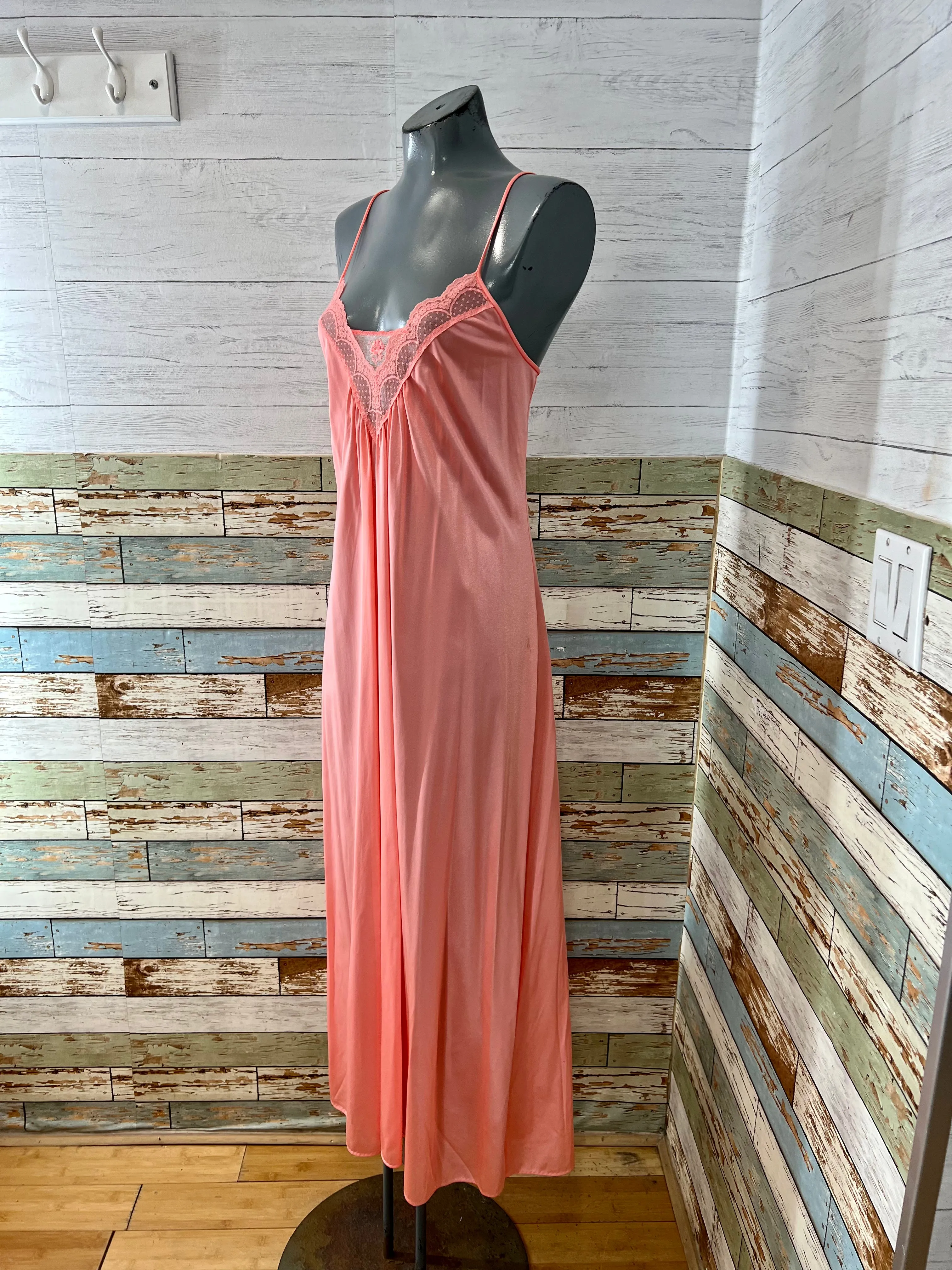 70’s Peach Long Slip Dress By Deena