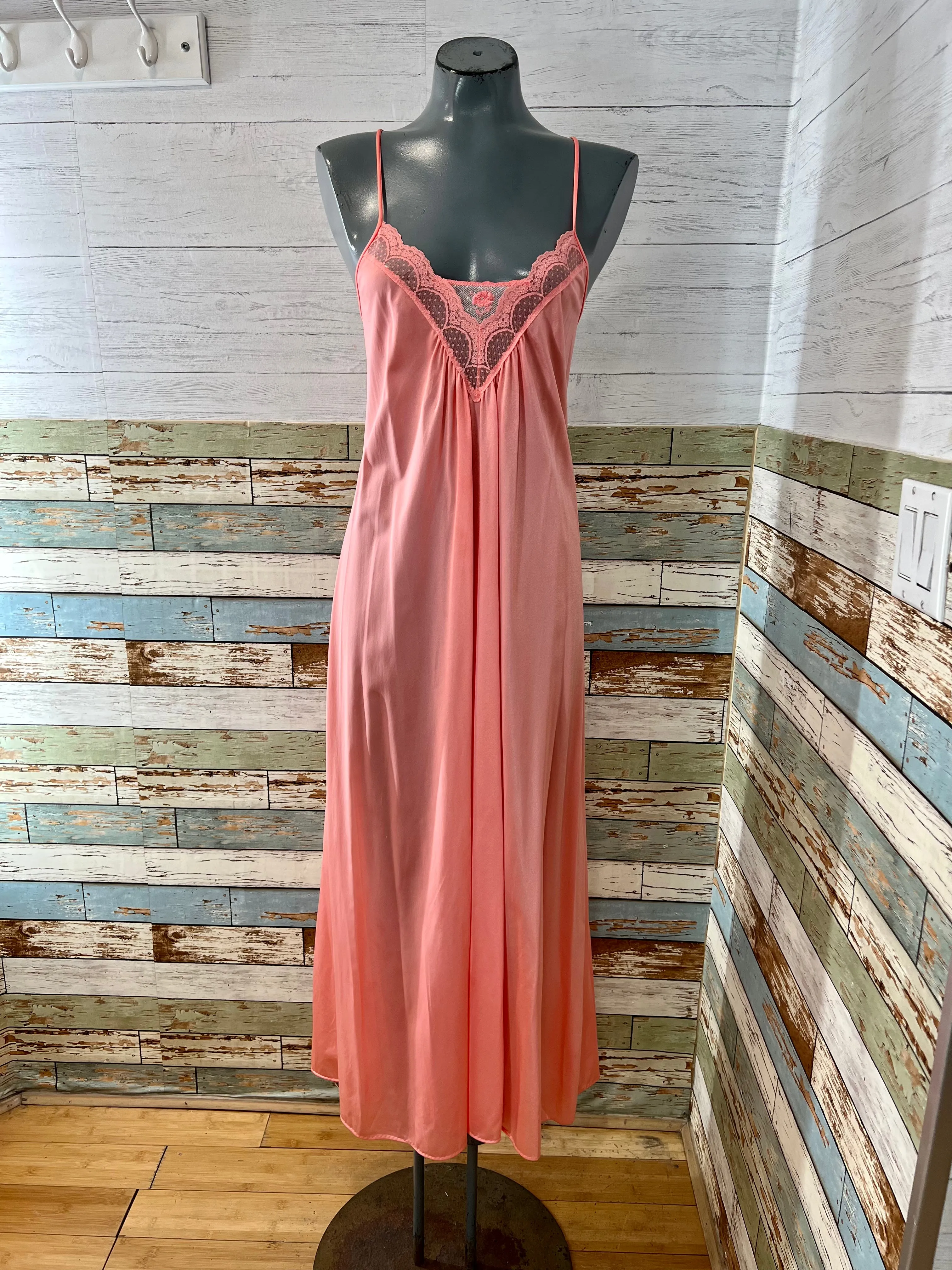 70’s Peach Long Slip Dress By Deena