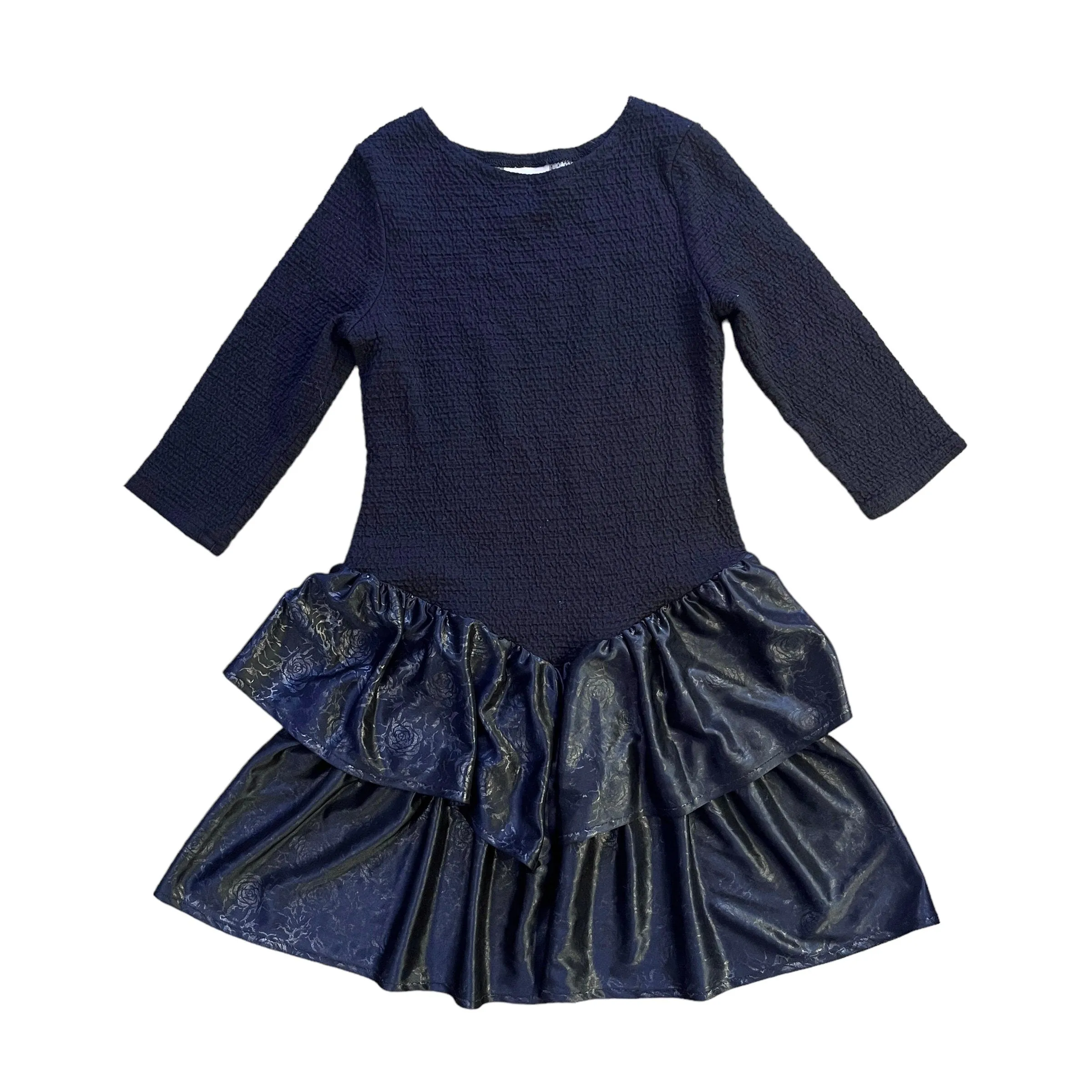 90's Black Frilled Dress  8-10Y