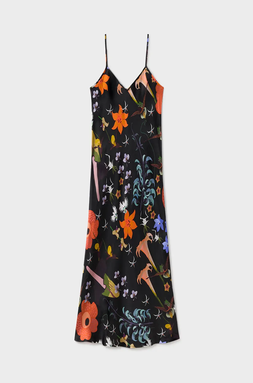 90'S Slip Dress Black Lost Flowers