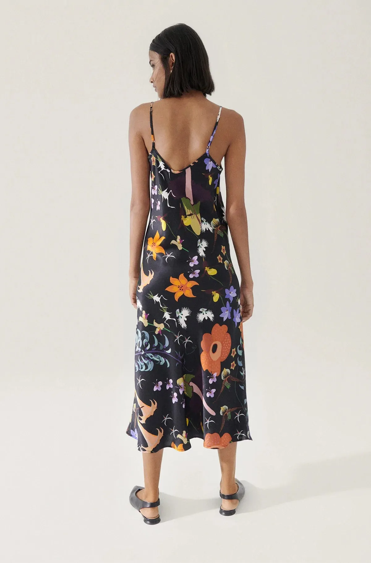 90'S Slip Dress Black Lost Flowers