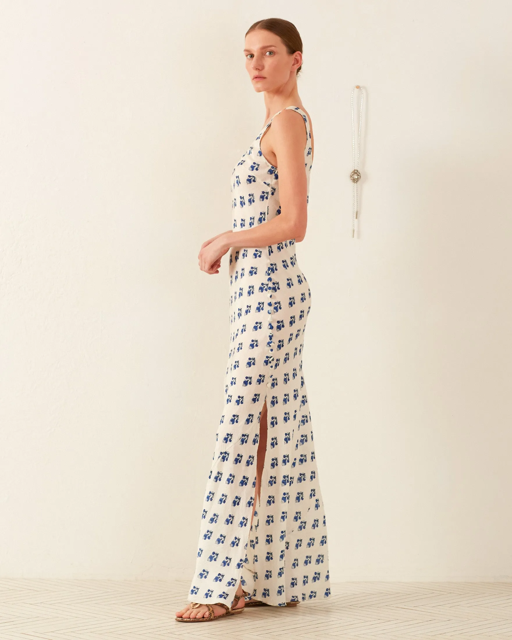 Adele Indigo Bhutti Silk Dress