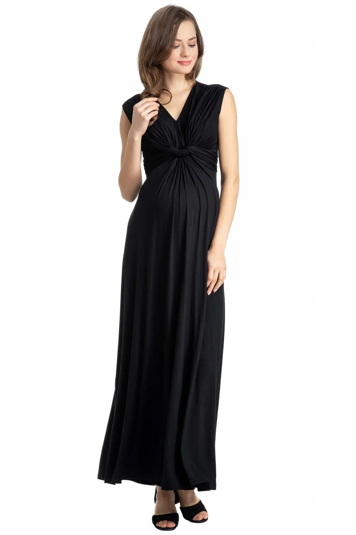 Angelina Maternity Nursing Gown in Caviar