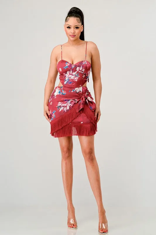 Athina Kimono floral print mini dress