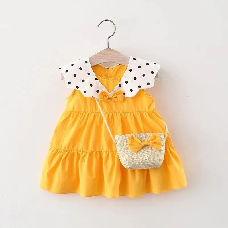 Baby Dress Cute Sleeveless Bow Polka Dot Dress