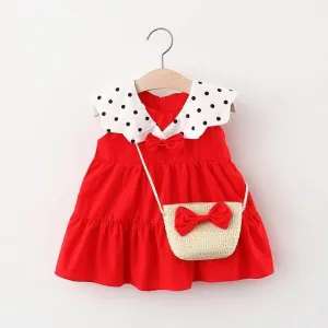 Baby Dress Cute Sleeveless Bow Polka Dot Dress