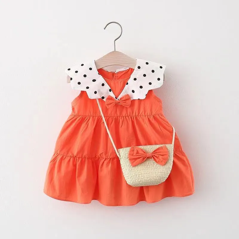 Baby Dress Cute Sleeveless Bow Polka Dot Dress