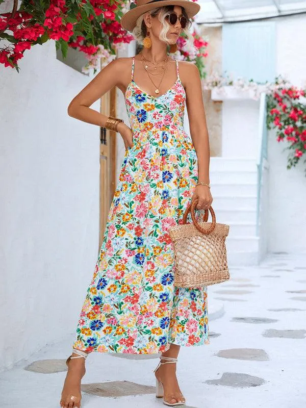 Backless Floral Maxi Dress - A Chic and Stylish Essential for Every Woman