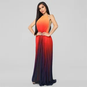 Backless Halter Maxi Dress