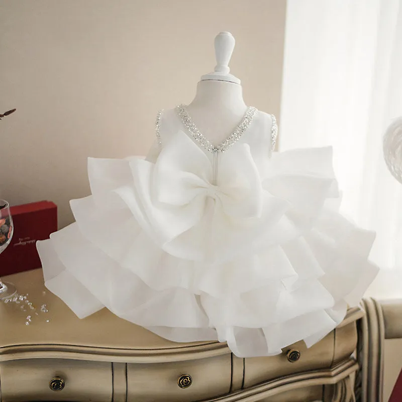 Baptism Dresses Baby Girl Princess Dress Summer White Puffy Girl Dress Christening Dress