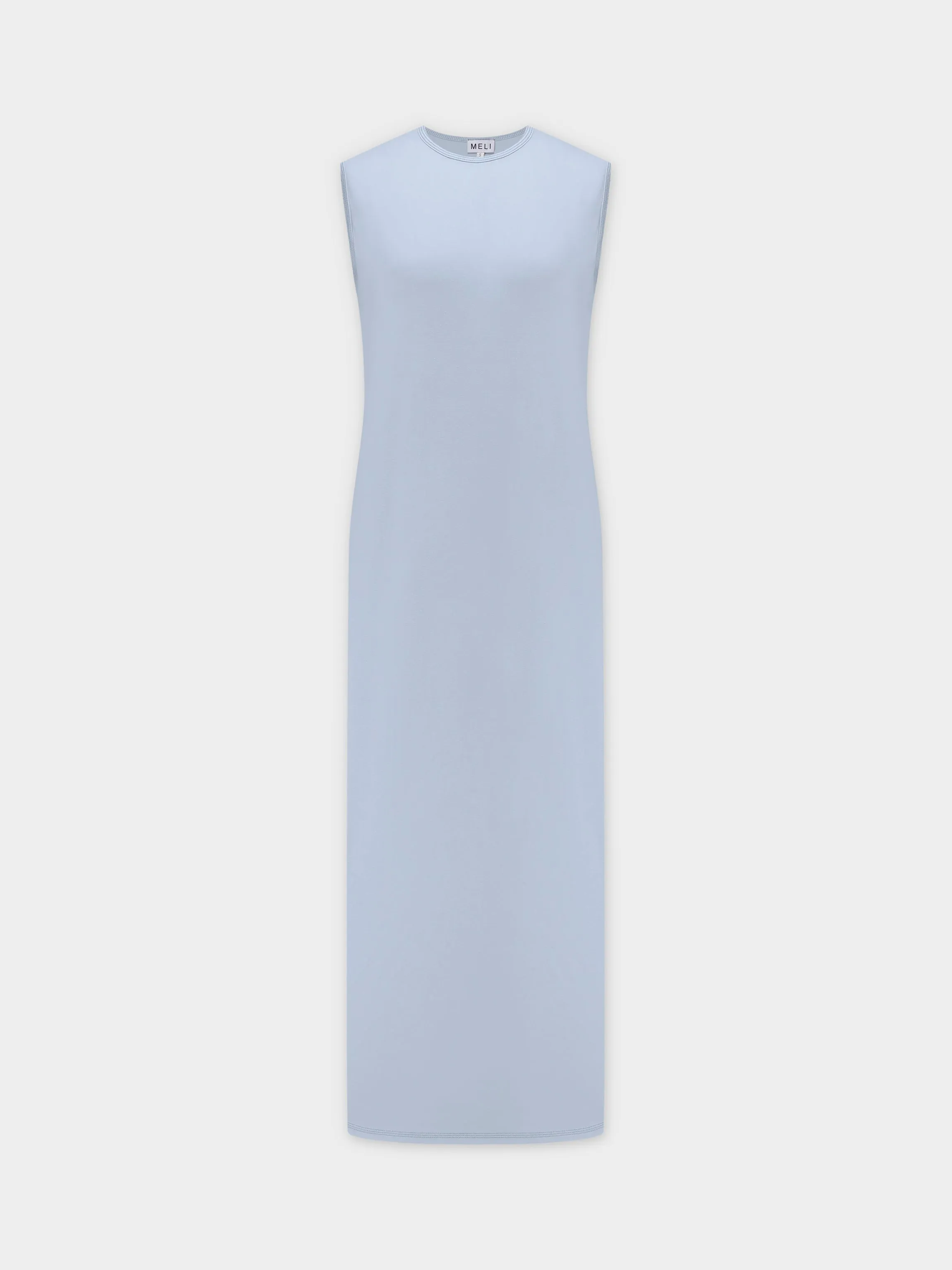 Basic T-Shirt Slip Dress-Light Blue