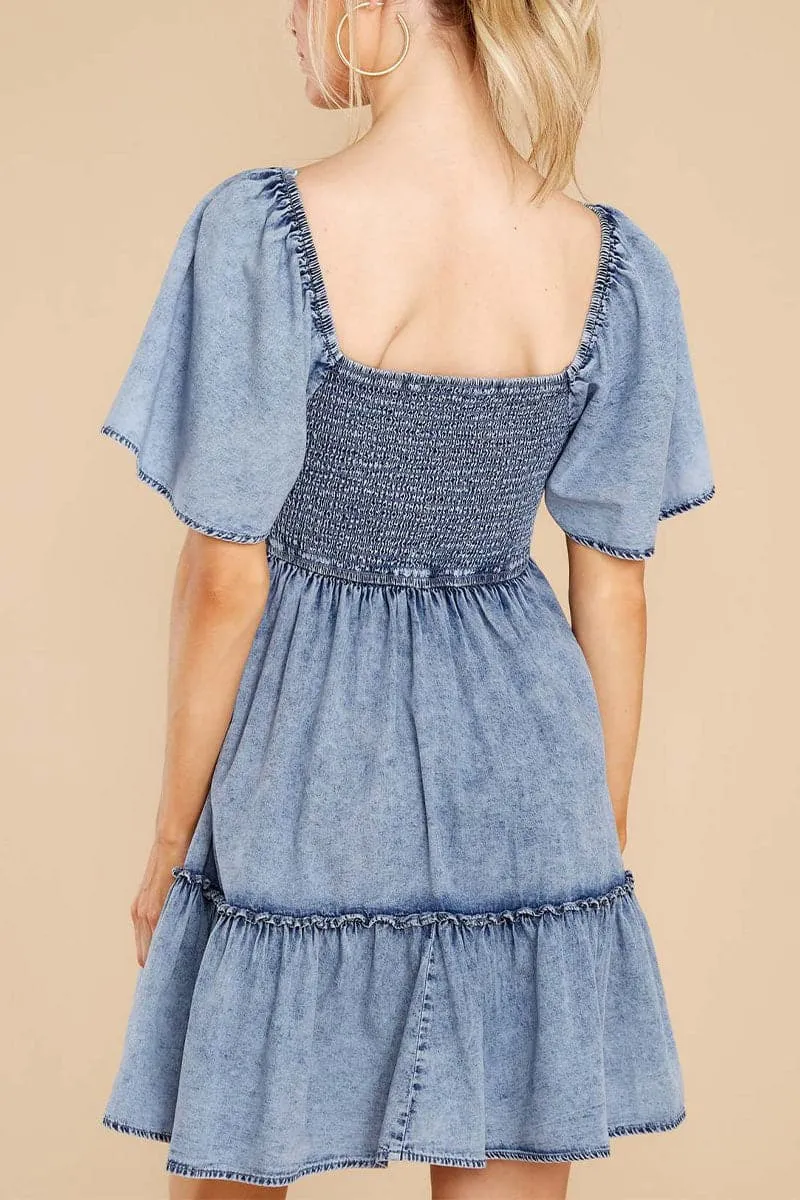 BC059 Denim Babydoll Short Dress