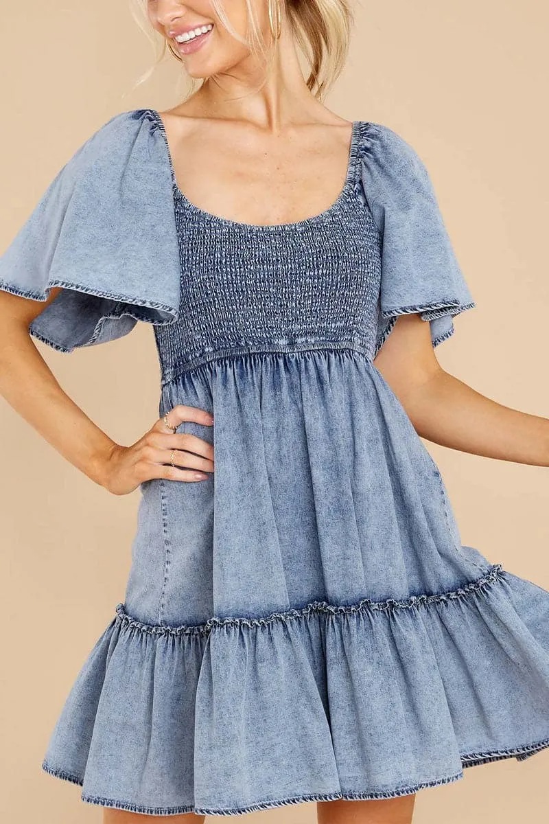 BC059 Denim Babydoll Short Dress