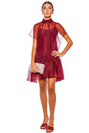 Beaux Oxblood Tiered Mini Dress