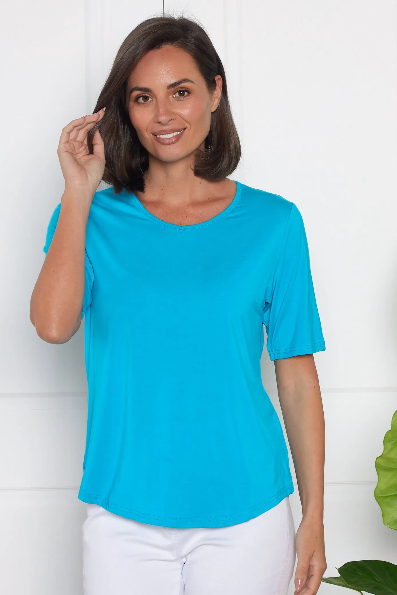 Belinda Modal Tee - Aqua Blue