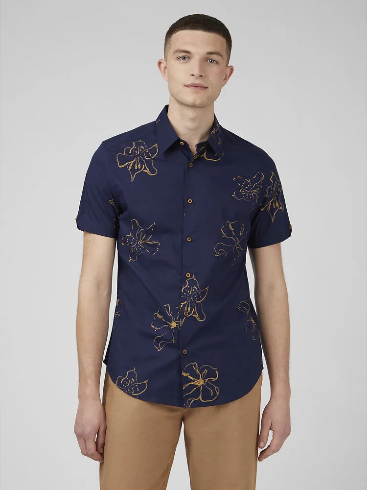 Ben Sherman Linear Floral Print Shirt