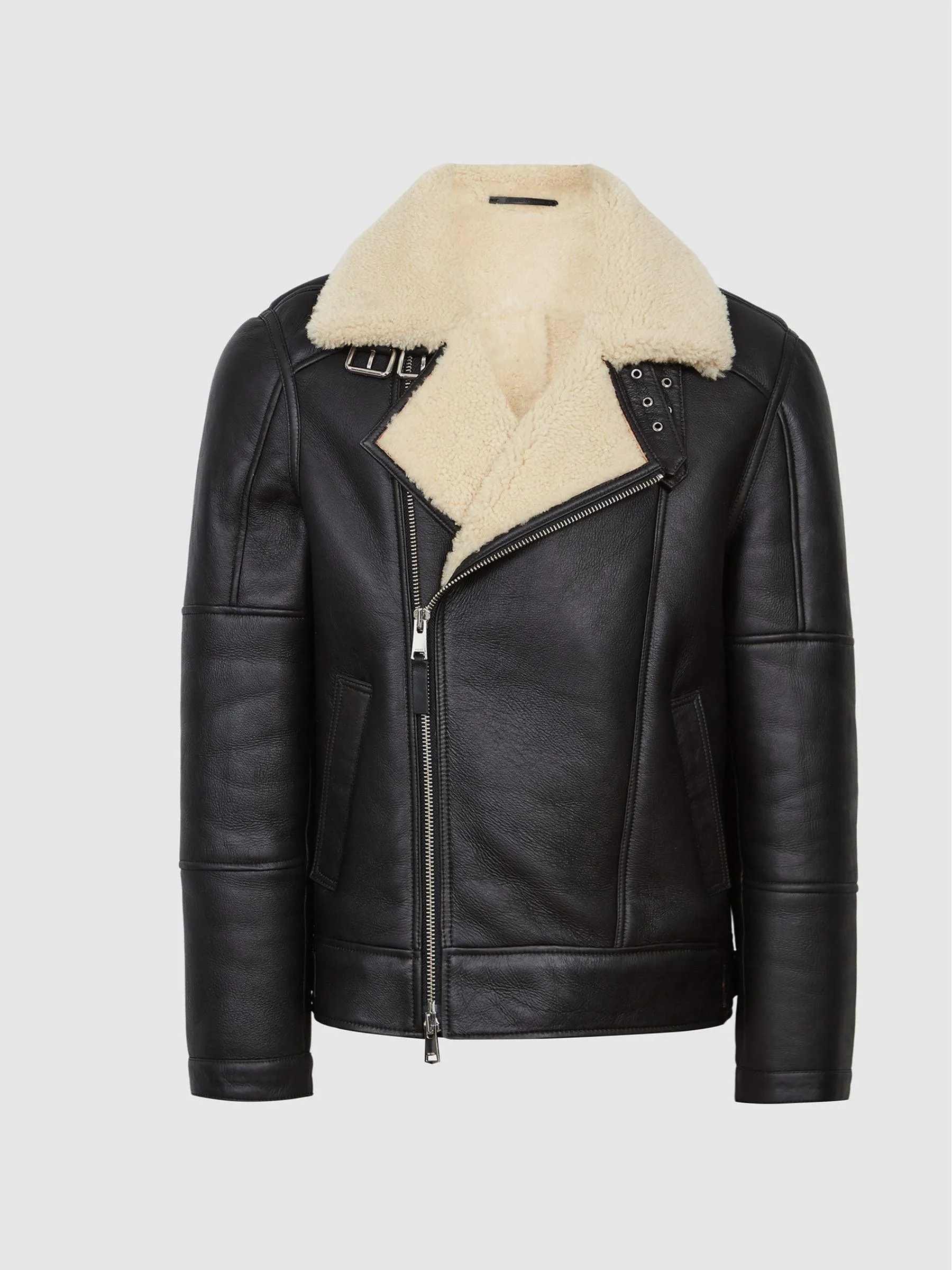 Black Shearling Aviator Jacket