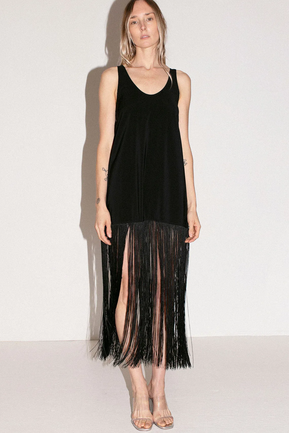 Black Tassel Slip Dress