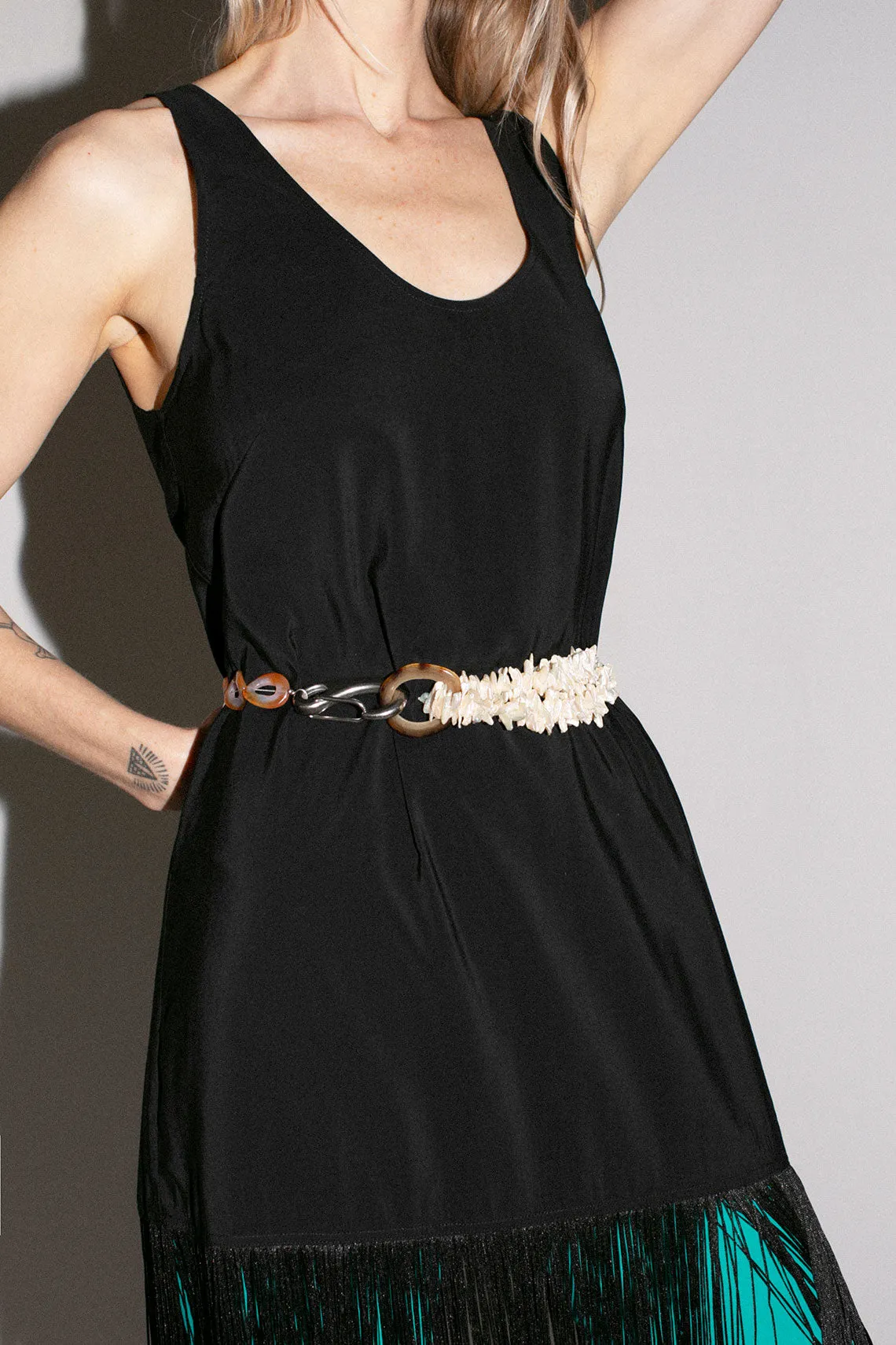 Black Tassel Slip Dress