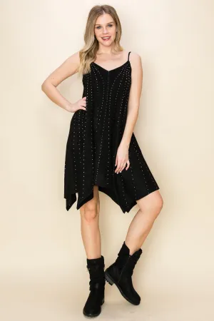 Black Ultra Suede Shark Bite Hem Slip Dress