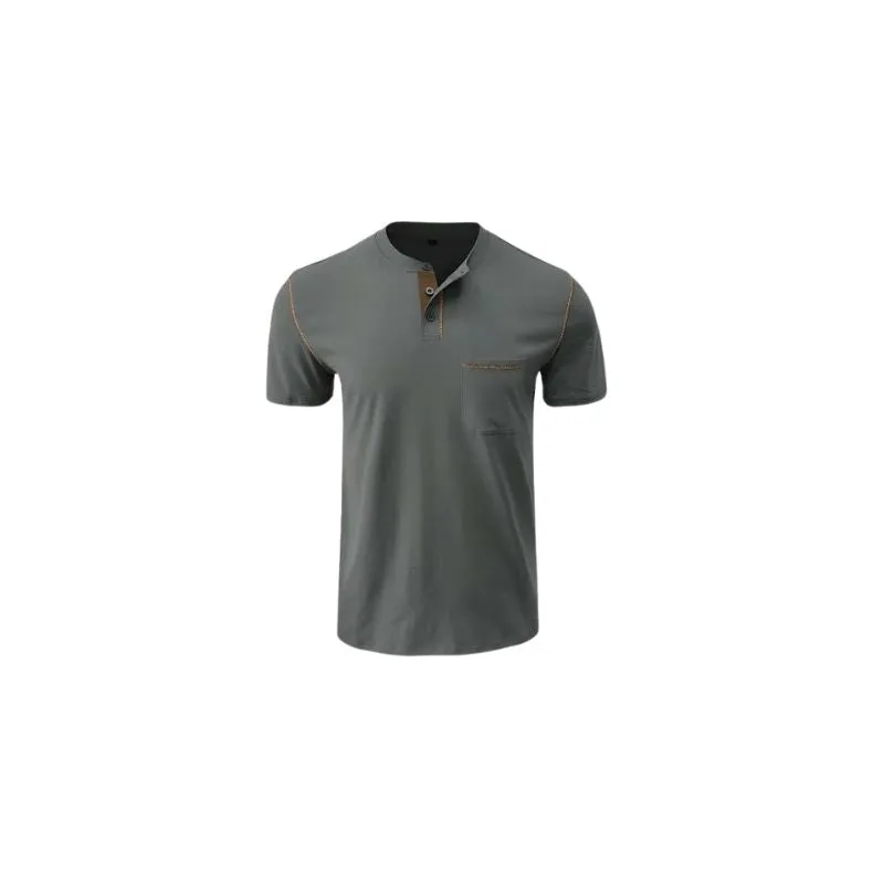 Blue Shortsleeve Henley Cotton Polo Shirt