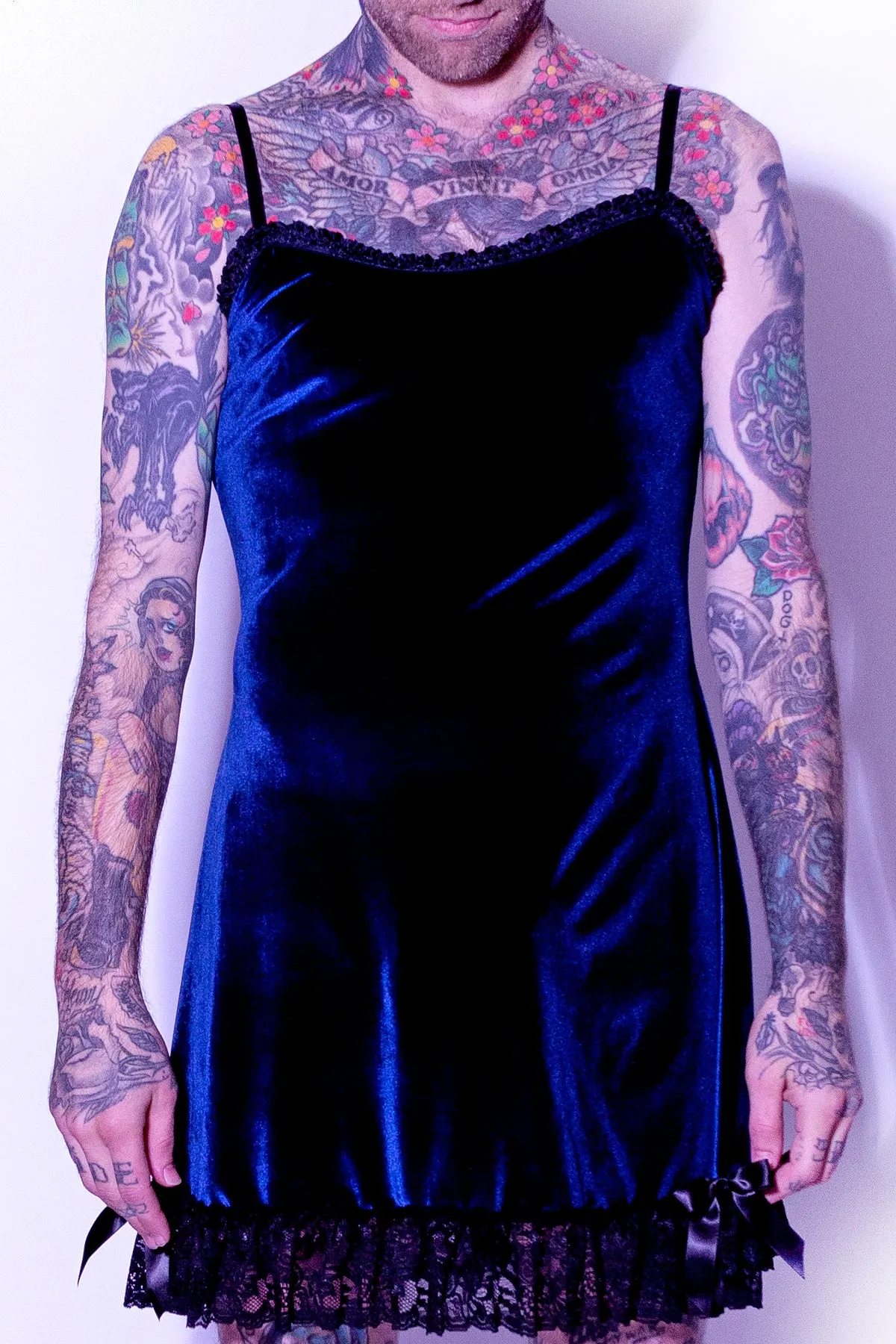 Blue Velvet Slip Dress