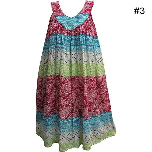 Bohemian Ethnic Print Babydoll Cami Sleeveless Sun Dress with Pockets