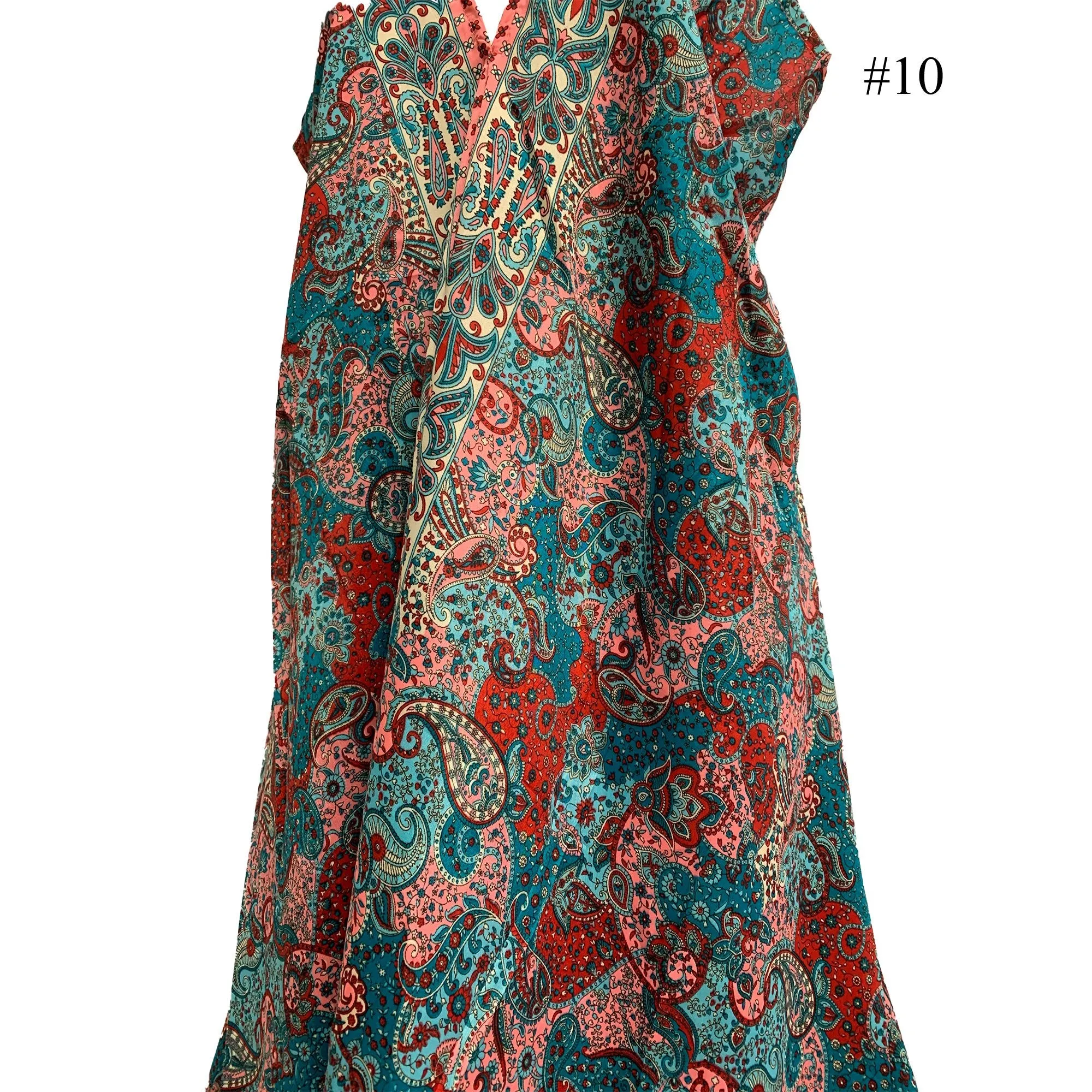 Boho Silk Indian Ethnic Paisley Floral Print Spaghetti Strap Beach Party Long Summer Dress Sujata