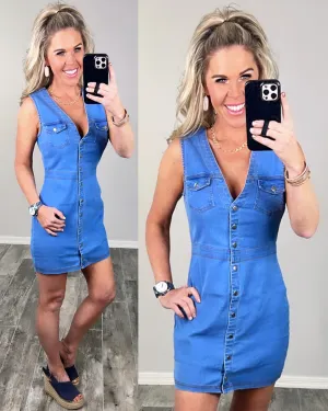 Button Front Denim Dress