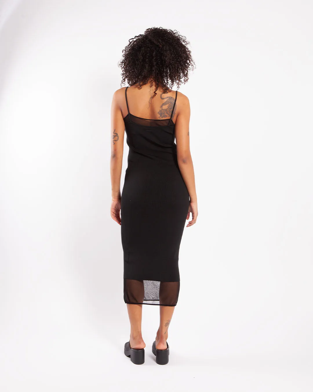 Calvin Klein Sheer and Matt Slip Dress Black