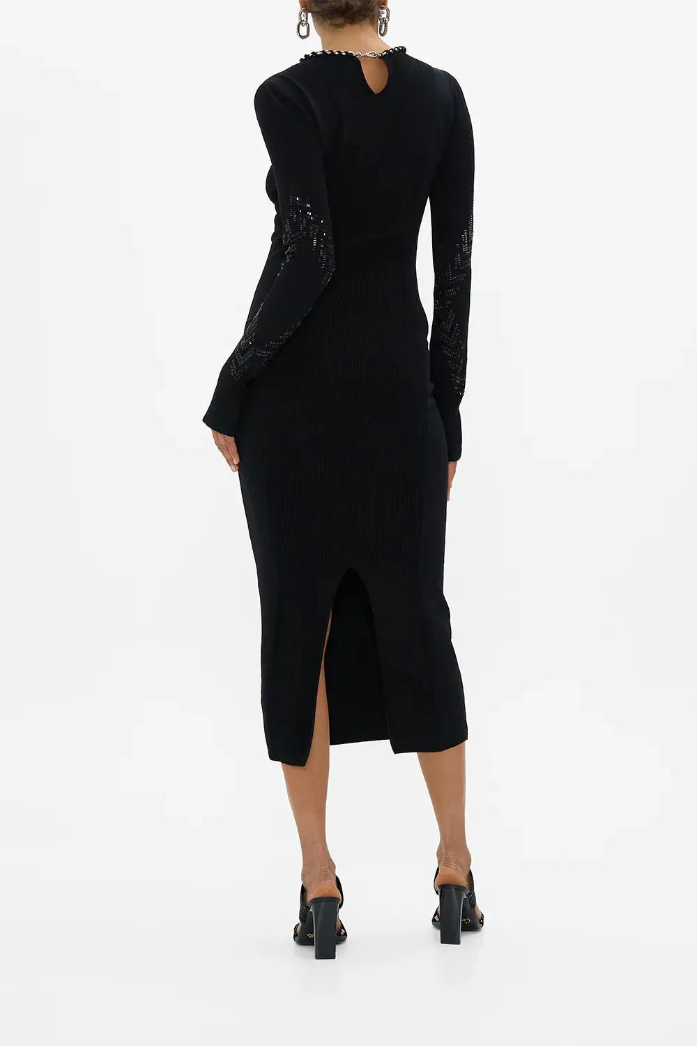 CAMILLA CARTOUCHE KINGDOM ENGINEERED CUT OUT LONG KNIT DRESS