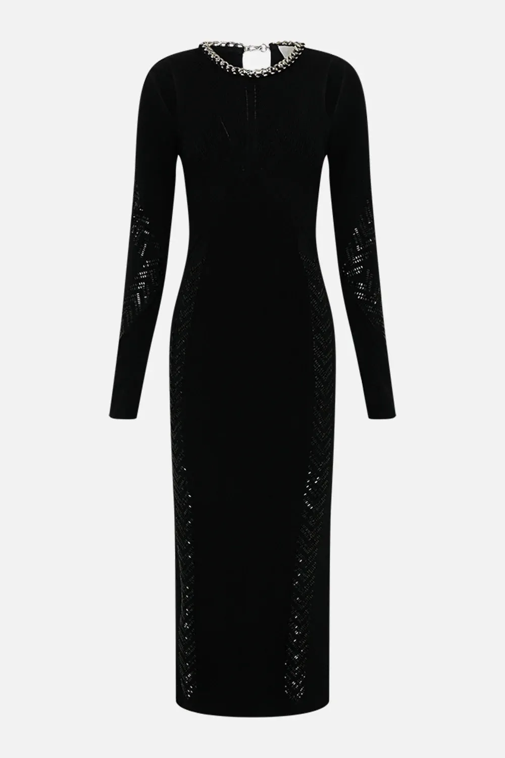 CAMILLA CARTOUCHE KINGDOM ENGINEERED CUT OUT LONG KNIT DRESS