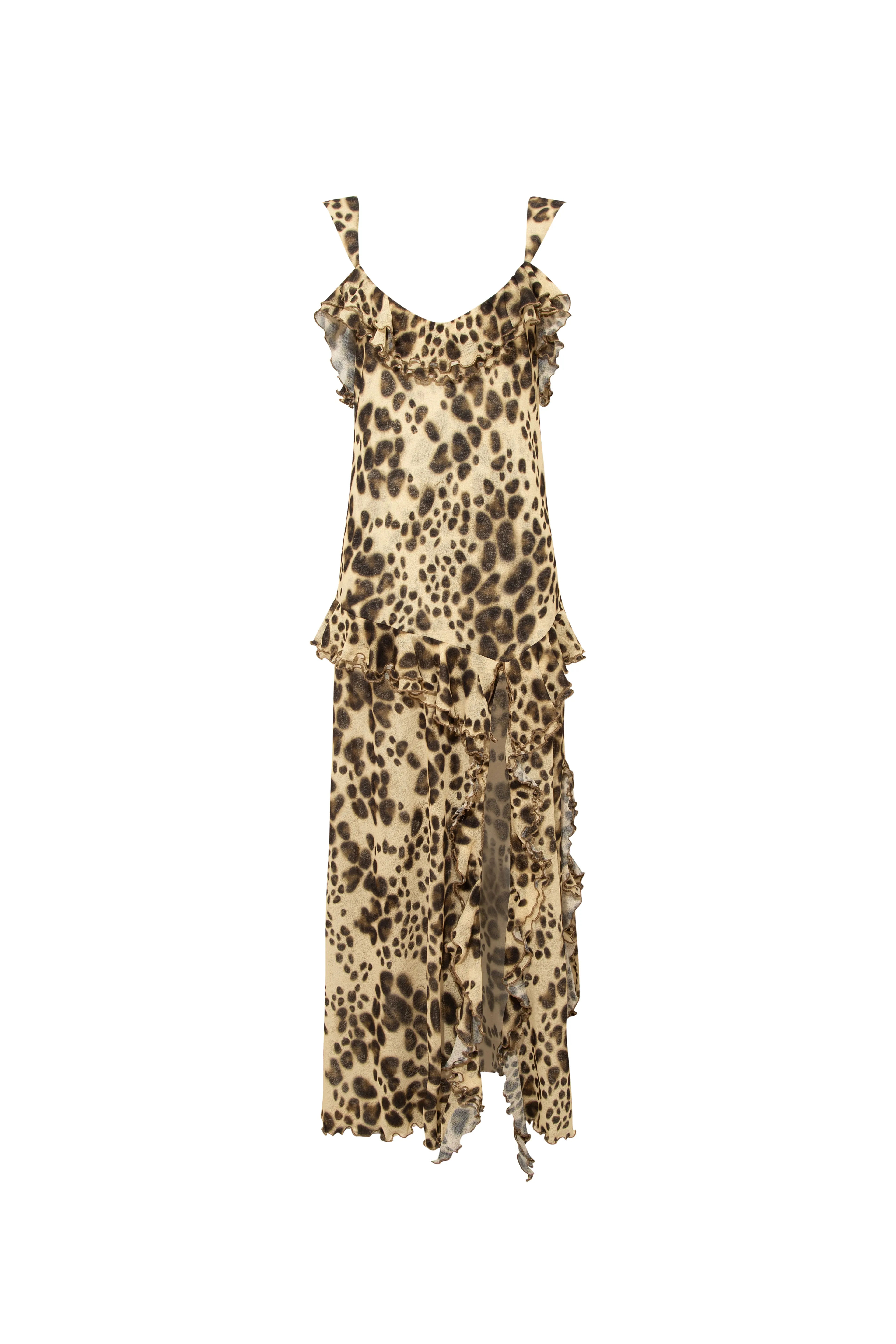 CHILAS - Animal-print ruffled dress with front slits