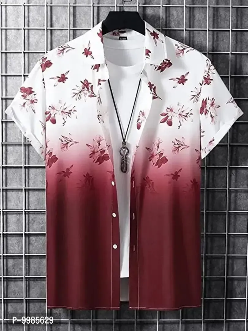 Classic Polyester Spandex Printed Casual Shirts for Men