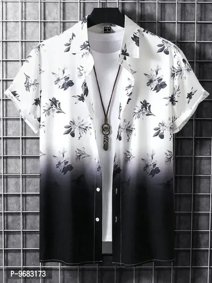 Classic Polyester Spandex Printed Casual Shirts for Men