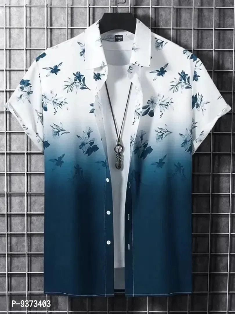 Classic Polyester Spandex Printed Casual Shirts for Men