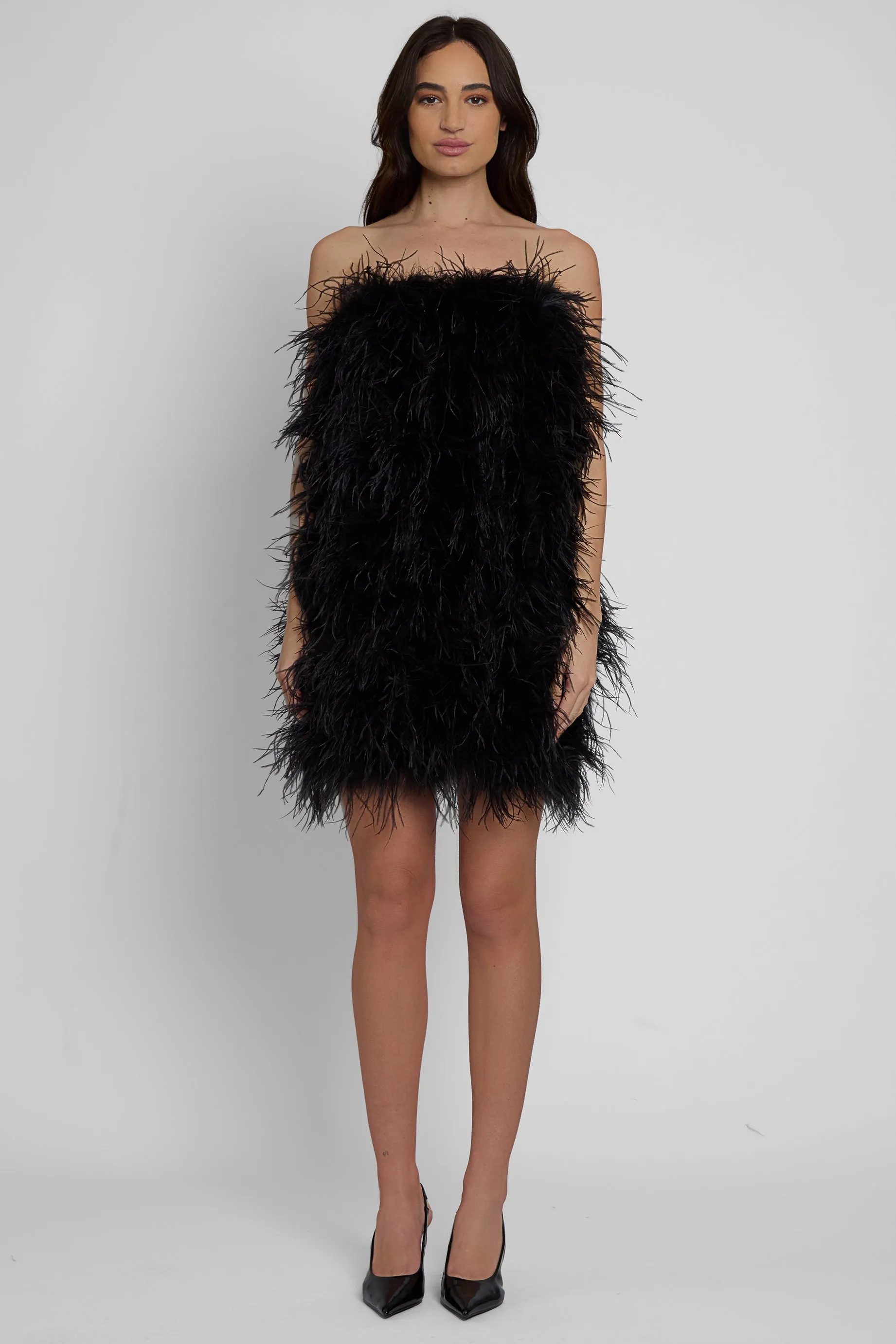 Cloud Feather Mini Trendy Dress - Black