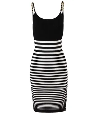 Color Block Striped Knit Slip Dress