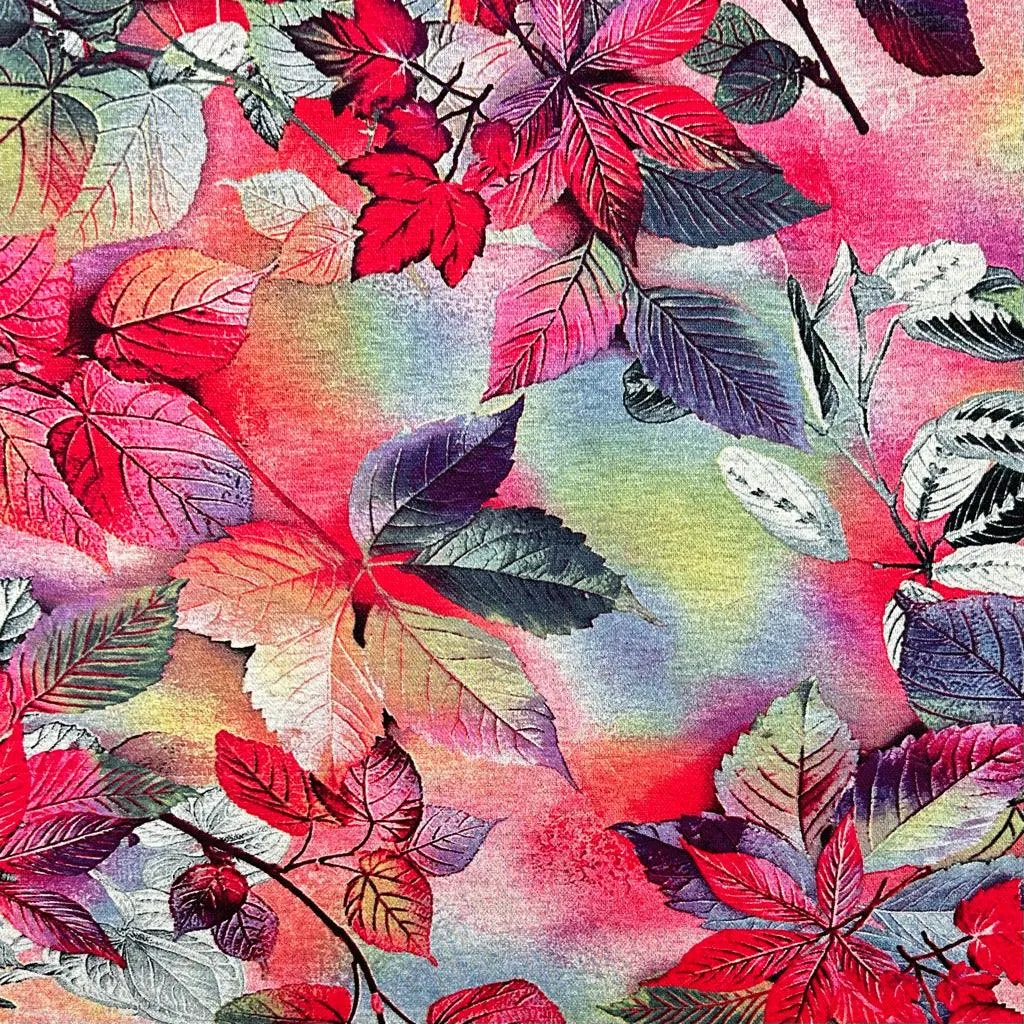 Colourful Leaves Digital Modal-Touch Jersey Fabric