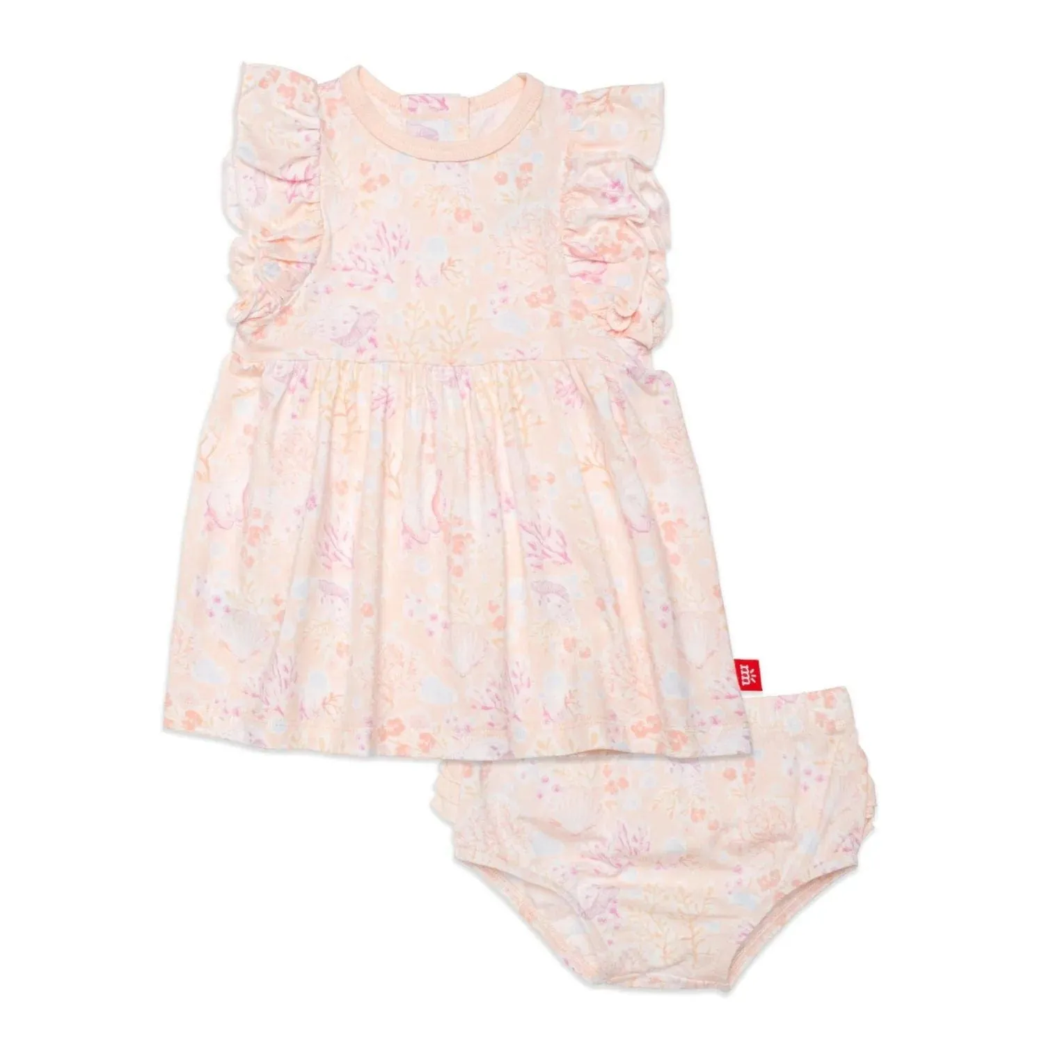 Coral Floral Modal Magnetic Dress   Diaper Cover Set