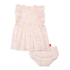 Coral Floral Modal Magnetic Dress   Diaper Cover Set