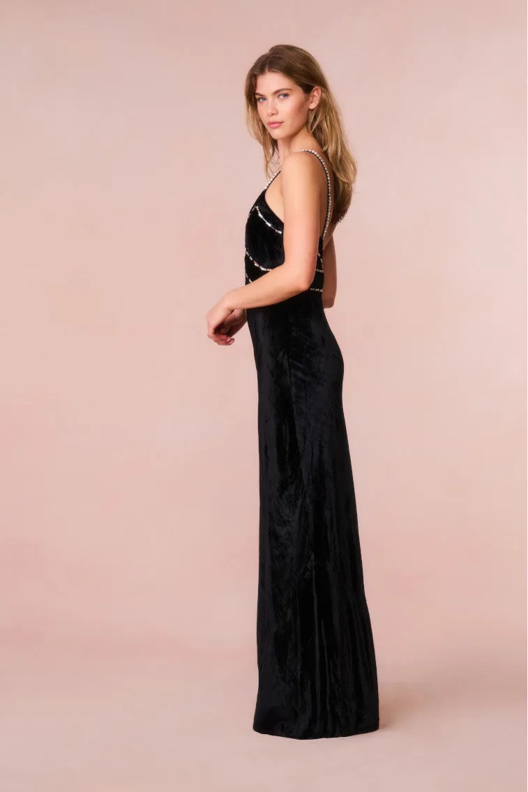 Corrino Velvet Embellished Maxi Dress