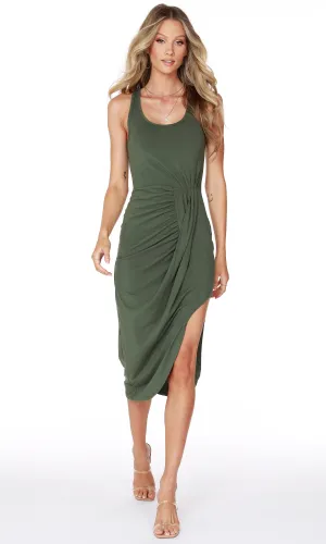 Draped Pleat Skirt Tank Dress - Garden